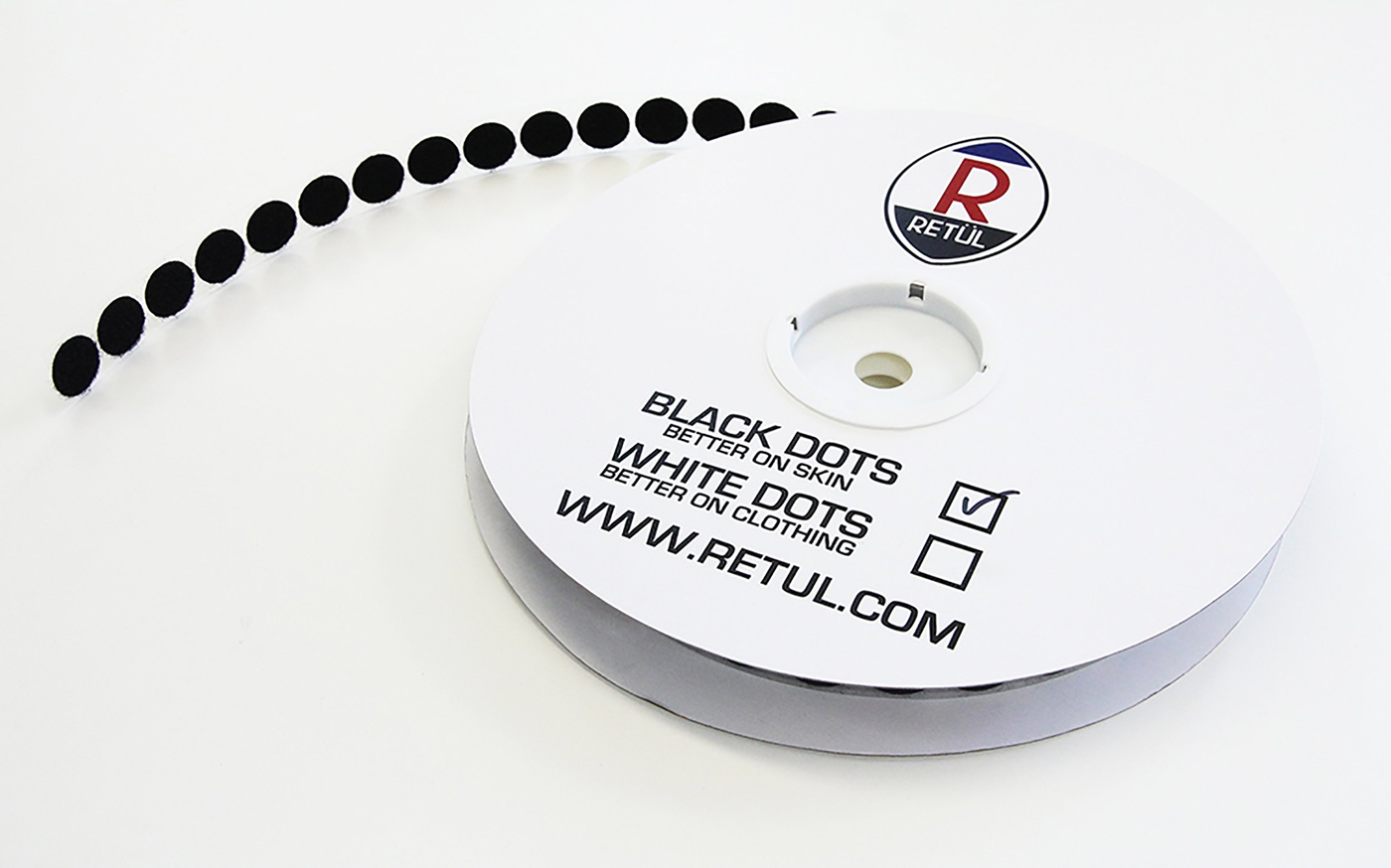 RETUL STICKY DOTS BLK ROLL/1000